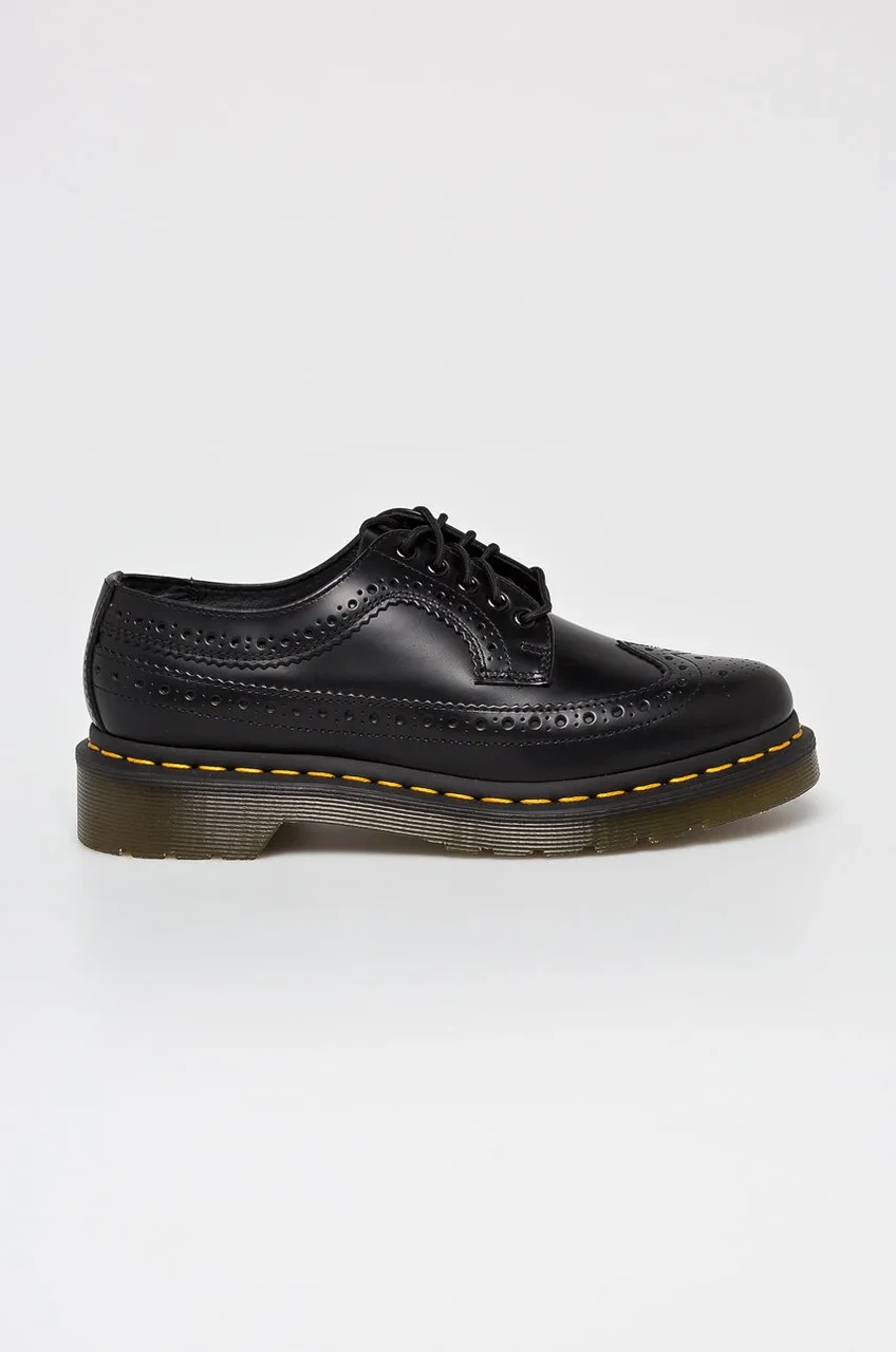 Туфлі «Броги» — жіночі шкіряні перфоровані на низькій ході чорні